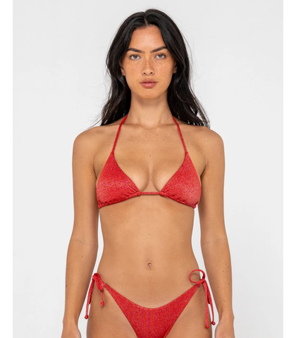 RUSTY LADIES SHIMMY MULT TIE WAY BIKINI TOP - RED