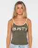 RUSTY LADIES TANK GIRL CONTRAST STAPLE SINGLET - KHAKI
