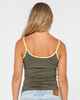 RUSTY LADIES TANK GIRL CONTRAST STAPLE SINGLET - KHAKI
