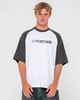 RUSTY MENS BUBBLE RAGLAN S/S TEE - WHITE