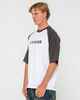 RUSTY MENS BUBBLE RAGLAN S/S TEE - WHITE