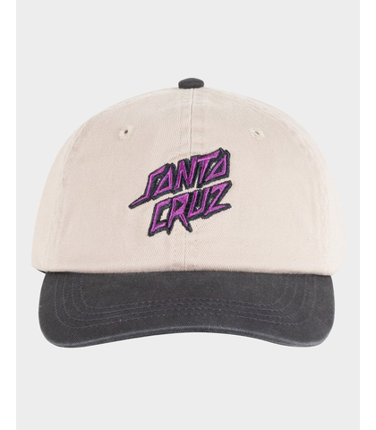 SANTA CRUZ BOYS SCRATCHED STACK DAD CAP - NATURAL