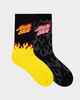 SANTA CRUZ BOYS FLAMING STACK CREW SOCK 2 PACK - YELLOW/ BLACK