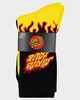 SANTA CRUZ BOYS FLAMING STACK CREW SOCK 2 PACK - YELLOW/ BLACK