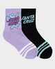 SANTA CRUZ GIRLS CRYSTAL STACK MID SOCK 2 PACK - LAVENDER / BLACK
