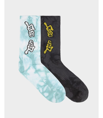 SANTA CRUZ MENS TRIP STRIP ARCH CREW SOCK 2 PACK - VINT BLUE TIEDYE