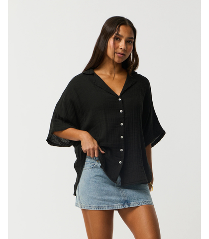 RIPCURL LADIES PREMIUM SURF S/S SHIRT - BLACK