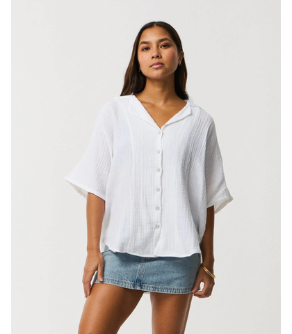 RIPCURL LADIES PREMIUM SURF S/S SHIRT - WHITE