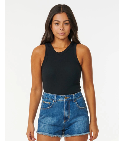 RIPCURL LADIES CLASSIC RIBBED TANK - BLACK