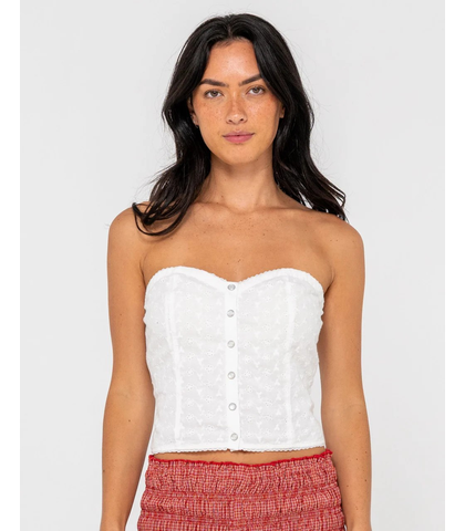 RUSTY LADIES MANDY BUTTON UP TOP - WHITE