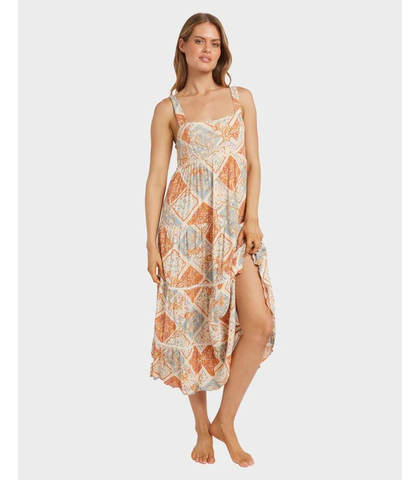 BILLABONG LADIES FOREVER FOLK SHINE MIDI DRESS - WHITECAP