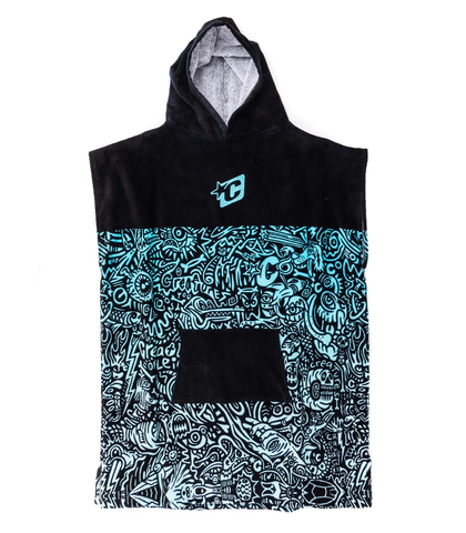 CREATURES GROMS PONCHO TOWEL - FLURO BLUE