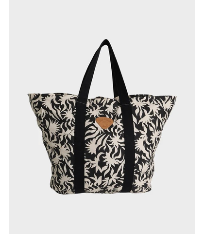 BILLABONG LADIES POPPINS PLAYA TOTE BAG - BLACK / WHITE