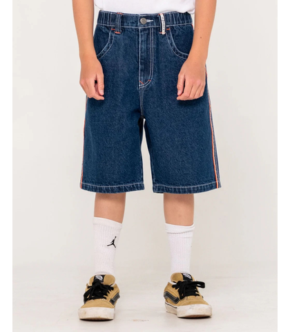 RUSTY BOYS FLIP DADDY JORT - DEEP SEA BLUE / ORANGE