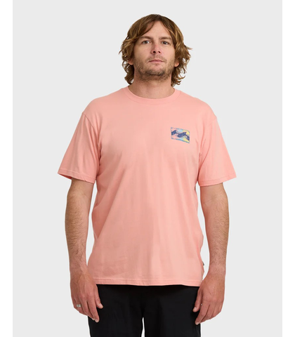 BILLABONG MENS CRAYON WAVE PREMIUM S/S TEE - PEACH