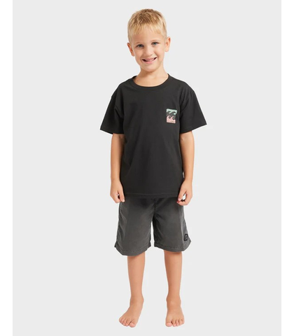 BILLABONG GROMS CRAYON WAVE S/S TEE - WASHED BLACK