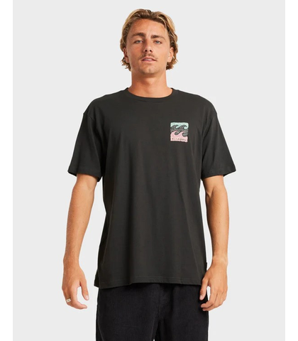 BILLABONG MENS CRAYON WAVE PERMIUM S/S TEE - WASHED BLACK