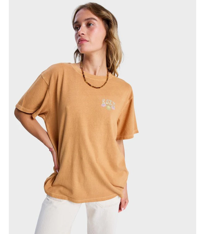 ROXY LADIES SUNNY O/SIZED STONE WASH TEE - ALMOND