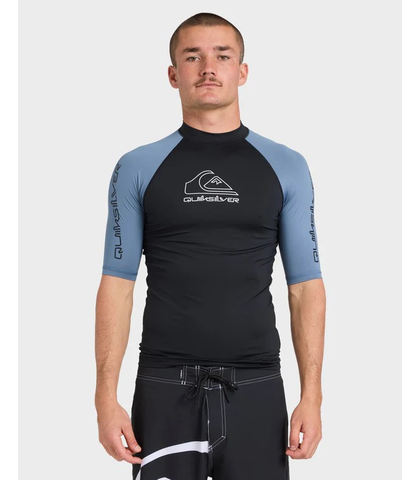 QUIKSILVER MENS ON TOUR S/S RASHSHIRT - CHINA BLUE
