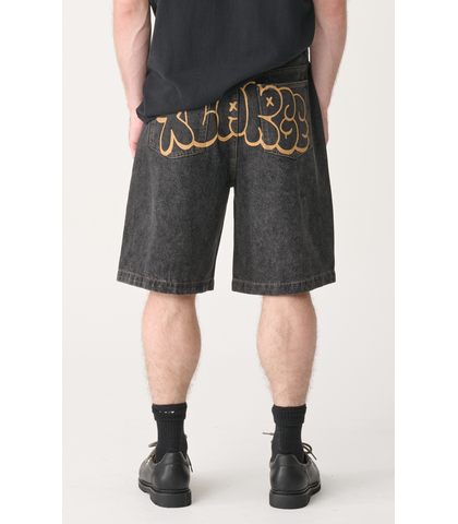 XLARGE BURST BULL DENIM 91 SHORT - WASHED BLACK