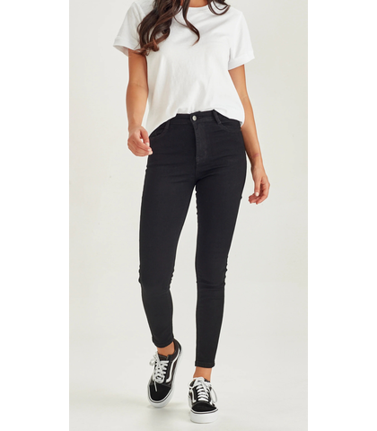 JUNK FOOD JEANS - SLIP ANKLE GRAZER JEAN - BLACK