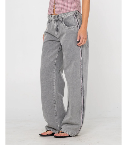 RUSTY LADIES FLIP MOMMY LOW RISE WIDE LEG JEAN - LONDON SUMMER