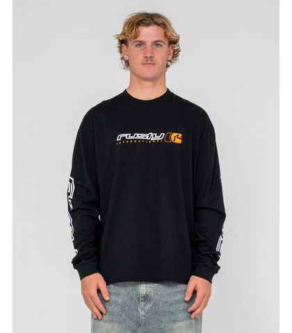 RUSTY MENS JETSETTER L/S TEE - BLACK