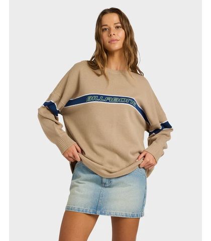 BILLABONG LADIES SUPALOVE KNIT SWEATER - COBBLESTONE