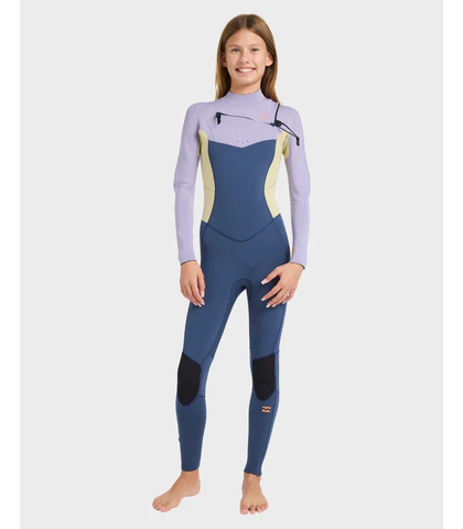 BILLABONG GIRLS 4/3 SYNERGY NATURAL CHEXTZIP STEAMER - STORM BLUE