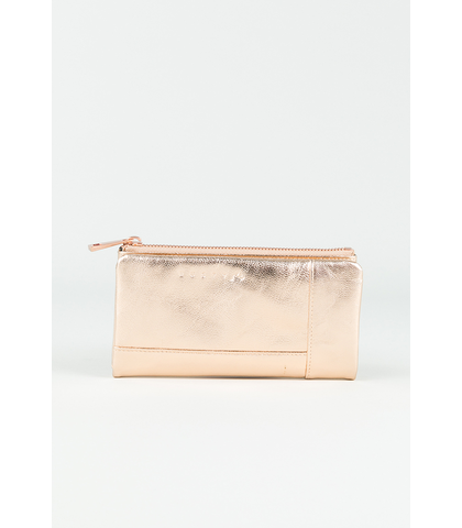 RUSTY LADIES BUGGIN LEATHER WALLET - METALLIC ROSE GOLD