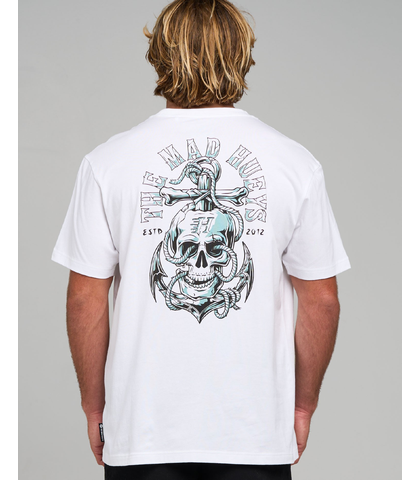 MAD HUEYS ROPE SKULL ANCHOR TEE - WHITE