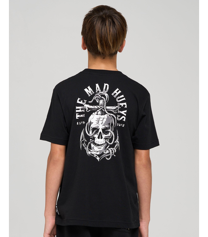 MAD HUEYS ROPE SKULL ANCHOR TEE - BLACK