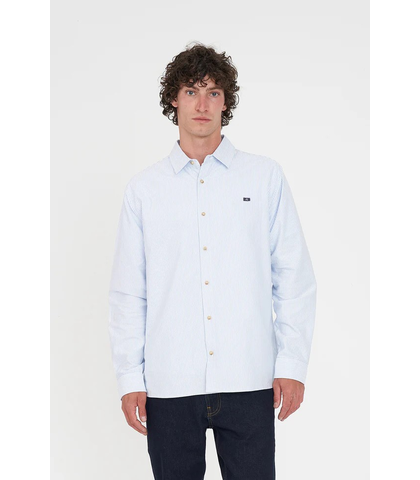 HUFFER MENS CLASSIC OXFORD SHIRT - BLUE STRIPE 