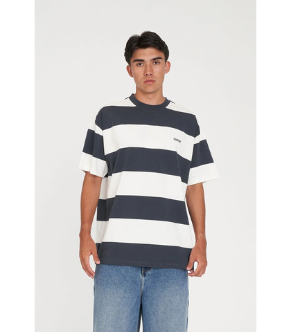 HUFFER MENS BENSON BLOCK TEE - ASPHALT/ CHALK