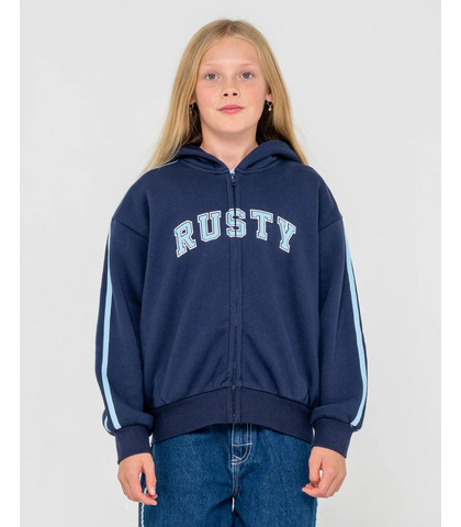 RUSTY GIRLS TEAM VARSITY ZIP THRU HOOD - NAVY