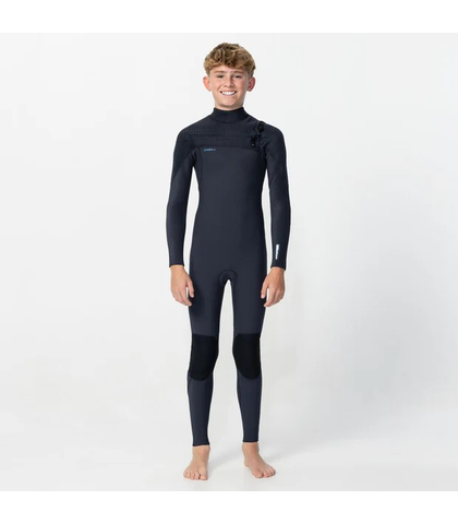 O'NEILL YOUTH 4/3 HYPERFREAK CHESTZIP STEAMER - GUNMETAL / BLACK