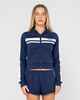 RUSTY LADIES RETRO LINES ZIP THRU HOODY - NAVY BLUE