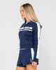 RUSTY LADIES RETRO LINES ZIP THRU HOODY - NAVY BLUE