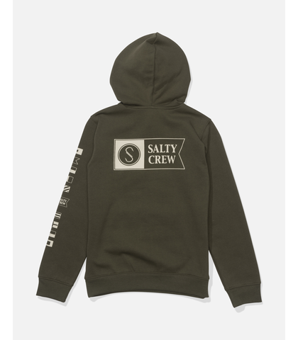 SALTY CREW BOYS ALPHA COLOUR BLOCK HOODY - OLIVE STONE
