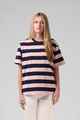 RPM LADIES STRIPE OVERSIZE TEE - PINK / BLACK