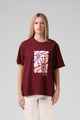 RPM LADIES OVERSIZE FLORAL TEE - RED WINE