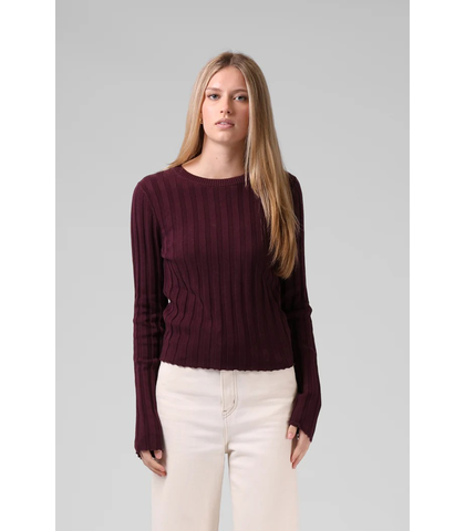 RPM LADIES WIDE KNIT L/S - PLUM