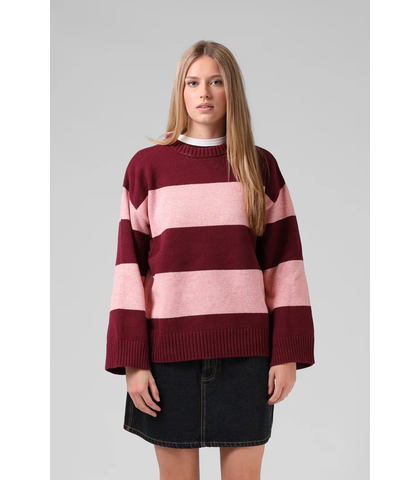 RPM LADIES GEORGIA STRIPE KNIT - PLUM / PINK