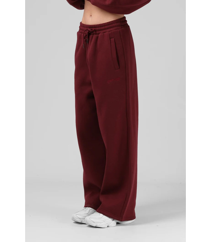 RPM LADIES WIDE LEG TRACKPANT - RED WINE