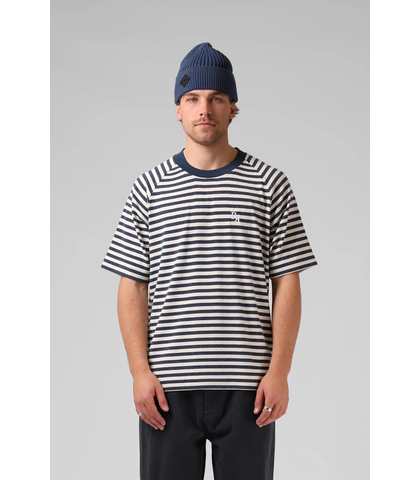 RPM MENS STRIPE RAGLAN TEE - WHITE / NAVY