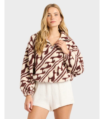 BILLABONG LADIES DARK WAVE1/2 ZIP POLAR FLEECE 