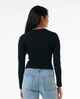 RIPCURL LADIES CLASSIC RIBBEB L/S TEE - BLACK