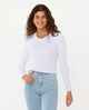 RIPCURL LADIES CLASSIC RIBBED L/S TEE - OPTICAL WHITE