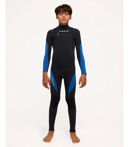 QUIKSILVER BOYS 4/3 MERCURY CHESTZIP STEAMER - TRUE BLACK