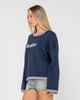 RUSTY LADIES RIDER RELAXED CREW KNIT - NAVY